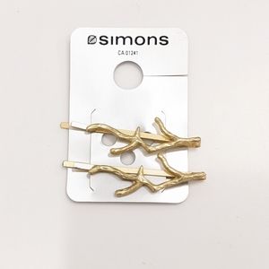Gold Branch Hair Clips